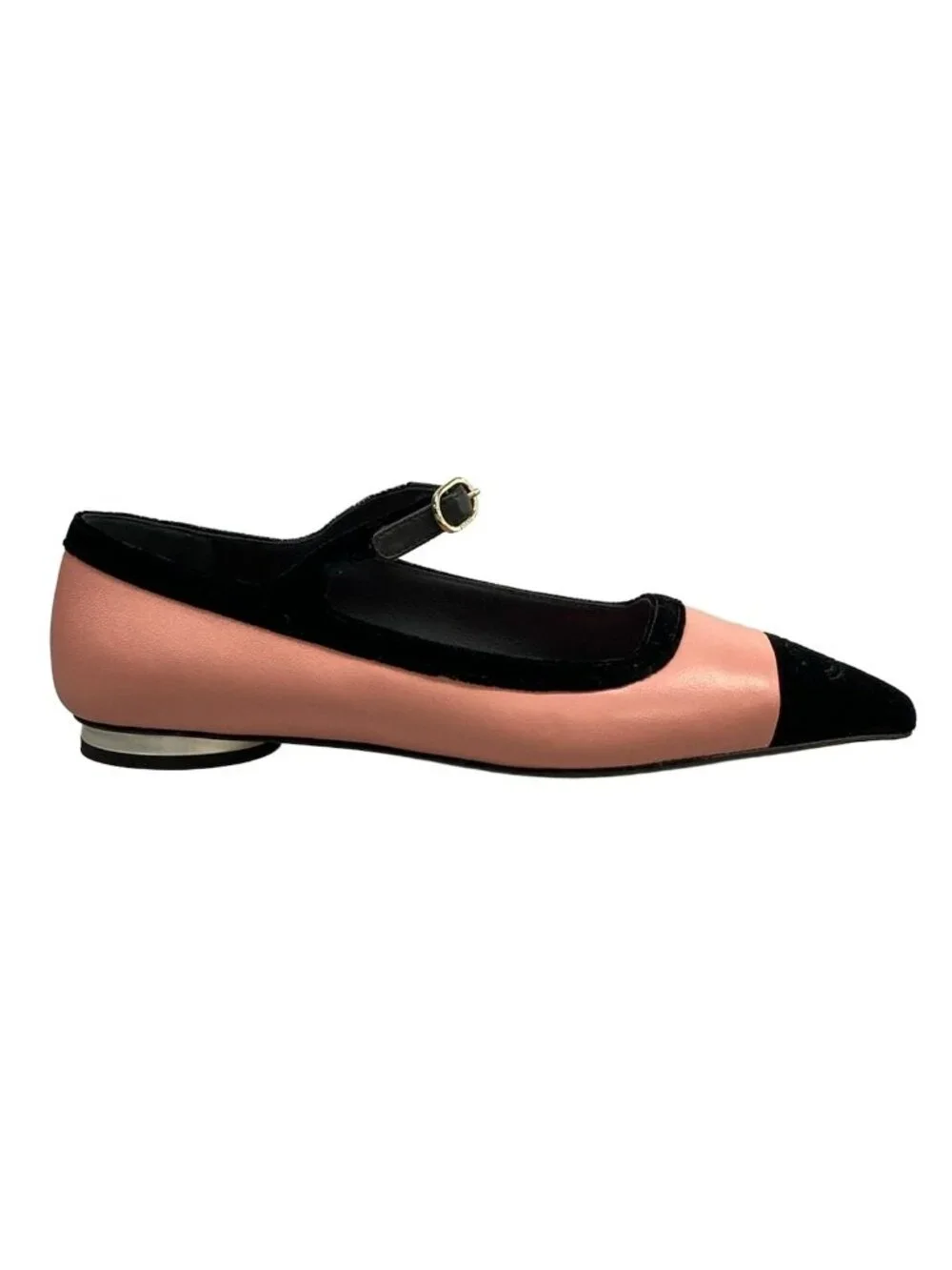 Chanel Flat Shoes 1 2C Mary Jane Light Pink CC Logo Lambskin 37